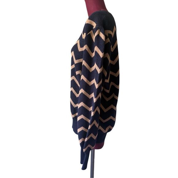 Boden Antonia Merino Wool Blend Zig Zag Jumper sweater pullover Blue Gold size 1 - Picture 7 of 9